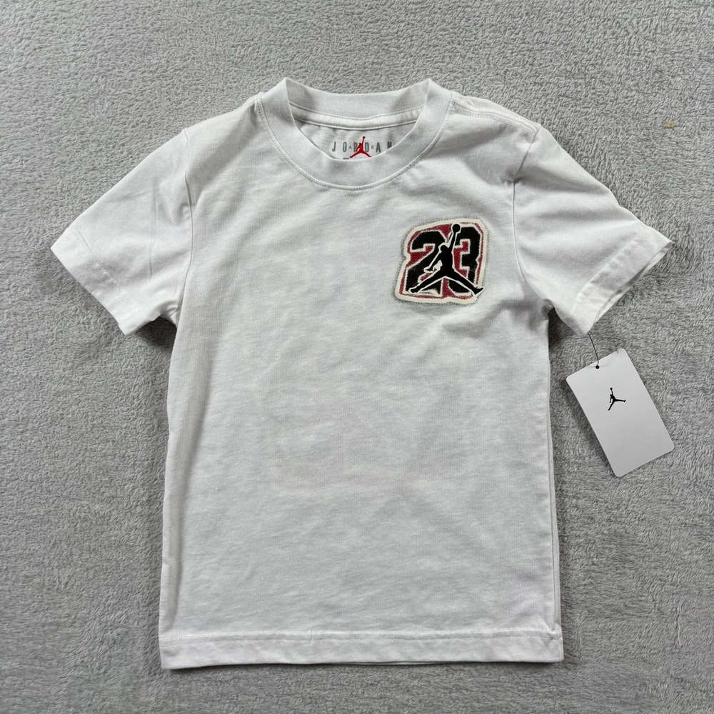 Jordan Collage T Shirt Boy 5 White Jersey Cotton Performance Basketball Crewneck